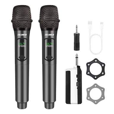 talomen Wireless Microphone,Professional Dual Handheld Cordless Dynamic Mic System with Rechargeable Receiver(160 Ft),Karaoke Microphone Set for Singing,Karaoke,Wedding,DJ,Party,Speech,Church,K60-2