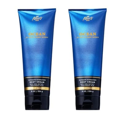 Bath & Body Works Men’s Body Cream, Ocean Scent, Ultimate Hydration Moisturizer with Shea Butter & Hyaluronic Acid for Dry Skin, Coastal Air & Cypress Scent, 8 oz - 2 Pack