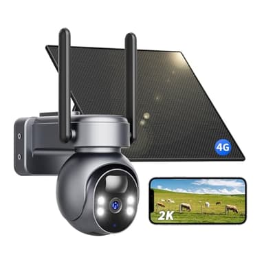 LIWAN 4G LTE Cellular Security Camera, No WiFi Security Camera, Solar Cellular Camera Wireless Outdoor, Built in SIM Card, 2K Color Night Vision, PIR Motion Detection, 2 Way Talk, 1 Pack