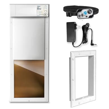 Genuine Power Pet Fully Automatic Pet Door from High Tech Pet Brand. Pet Collar Operated, 4 Way Access, Directional Sensing, Dead Bolt Lock, Air Tight, Quick, Quiet Operation, USA Customer Service