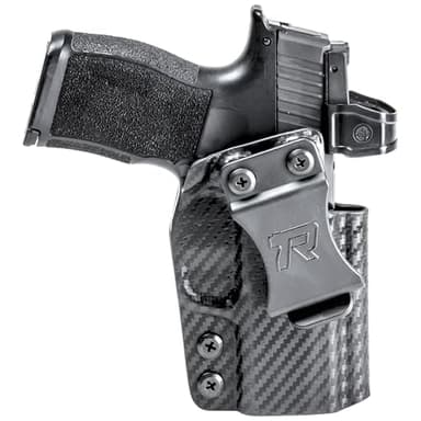 Rounded IWB Holster Fits: Beretta 92FS Holster - RH - Carbon Fiber Black Kydex - Concealment Express - American Made