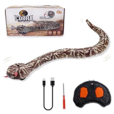 Pixibond Remote Control Snake Toy, Realistic RC Rattlesnake Fast Moving Electric Fake Snake Toy Remote & Auto-Sensing Modes, Electronic Animal Scary Trick Prank Christmas for Kids Boys Cats Dogs