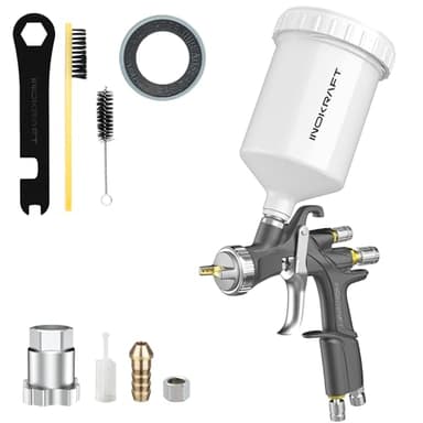 InoKraft D1 LVLP Air Spray Gun Basic Kit, Ease of use, Paint Gun for Cars & House DIY Painting, 1.3mm Nozzle, with Paint Sprayer Accessories