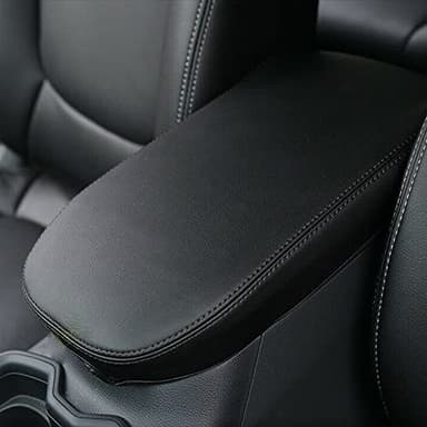 INTGET Center Console Armrest Cover for 2025 Toyota RAV4 Accessories 2024 2023 2022 2021 2020 2019 Leather Middle Console Lid Cover Pad Protector Elbow Arm Rest Covering Car(Black)