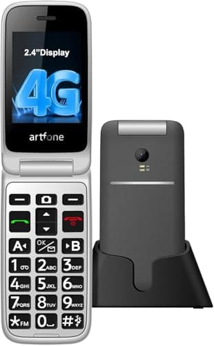 artfone G3 Pro Grey - 4G LTE Cell Phone for Seniors丨Unlcoked Flip Phone with SOS Button丨Loud Speaker丨Camera丨Charging Dock丨Talking Clock丨Speed Dial丨 Hands-free丨Large Buttons Dumb Phone丨2-Year Warranty