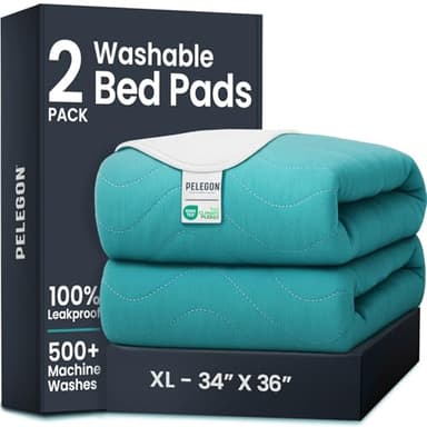 Bed Pads Washable Waterproof 34" x 36" (Pack of 2) - Incontinence Bed Pads for Adults and Kids - Heavy Absorbency Reusable Bed Pads - Chuck Pads - Waterproof Protective Pad for Bed