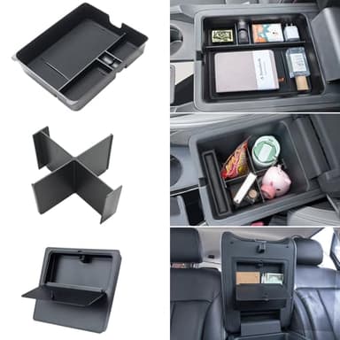 PIMCAR 3-Piece Center Console Organizer Set for 2023-2026 Honda Pilot, 2024-2026 Honda Passport/Ridgeline Accessories, Armrest Hidden Storage Box & Divider ABS Material Interior Accessories