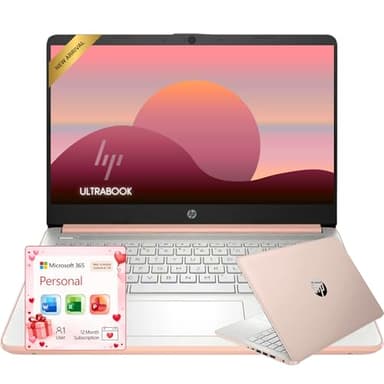 HP Rose Gold Ultrabook Laptop with Microsoft Office 365, 1.1TB Storage (1TB OneDrive and 64GB SSD), 8GB RAM, Intel Multi-Core, No Mouse | Casual Use, Stunning Color, Quick Setup, Lightweight