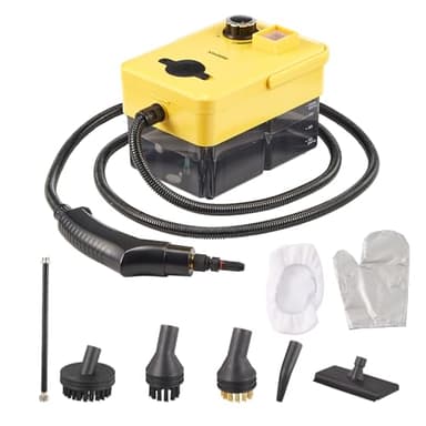 Handheld Steam Cleaner, 2500W High Pressure Power Steamer with Multiple Attachments, Portable Steam Cleaner for Kitchen, Bathroom, Upholstery & Curtains, Chemical-Free (Yellow, Black)