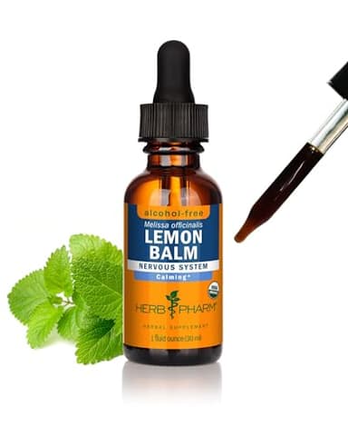 Herb Pharm Certified Organic Lemon Balm Liquid Extract for Calming Nervous System Support, Alcohol-Free Glycerite, 1 Oz