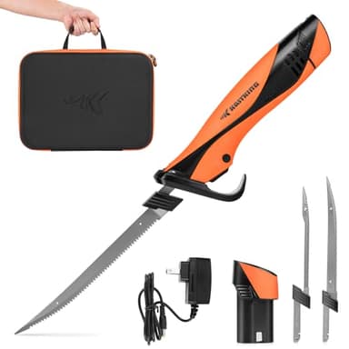KastKing Cordless Electric Fillet Knife with 7" & 9" Razor-Sharp Blades (Speed Demon Pro) - Rechargeable, High Speed, Extended Battery Life, Ergonomic Non-Slip Grip, Safety Lock, Storage Carry Case for Fishing, Filleting, Outdoors