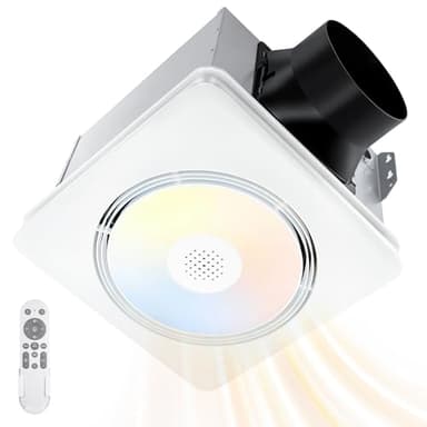 GROWNEER Powerful Oversize Bathroom Exhaust Fan with Light, 40W Bathroom Fan with Humidity Sensor, 110/160 CFM 1.0 Sone Exhaust Fan with Heater, 1800W Heating, 1500lm 2700K/4000K/5000K & Nightlight