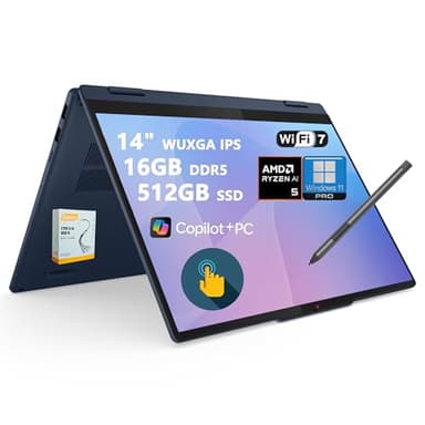 Lenovo IdeaPad Flex 5 2-in-1 Laptop | 14" WUXGA IPS Touch | AMD Ryzen AI 5 340 (Up to 50 Tops) | 16GB DDR5 512GB SSD | for Creator Designer Business Professional Win11 Pro w/DLCA Accessory