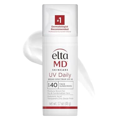 EltaMD UV Daily SPF 40 Face Sunscreen Moisturizer with Zinc Oxide, Daily Face Moisturizer with SPF, Sunscreen, For Dry Skin 1.7 oz Pump