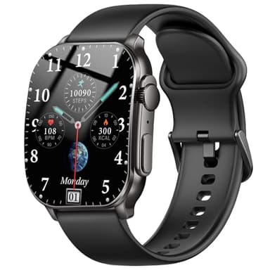 Smart Watches for Women Men Bluetooth Call, 2.01" AMOLED Curved Display Smart Watch with 100+ Workout Modes, Fitness Watch with Heart Rate/Sleep Monitor, IP68 Waterproof Smartwatch for Android iOS