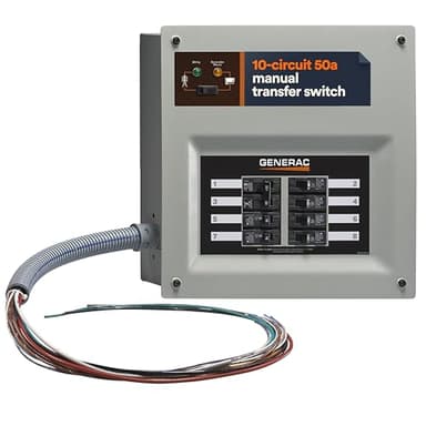 Generac HomeLink 50-Amp Portable Generator Transfer Switch Kit, Upgradeable Manual Transfer Switch, Indoor Pre-Wired Panel, 8-16 Circuits