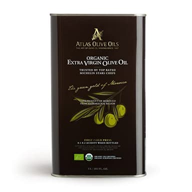 Atlas 3 LT Organic Cold Press Extra Virgin Olive Oil with Polyphenol Rich from Morocco|Newly Harvested Unprocessed from One Single Family Farm | Moroccan EVOO Trusted by Award-Winning Chefs
