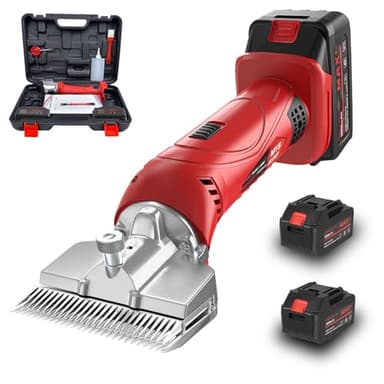 Vkdemer Cordless Horse Clippers,500W Heavy Duty Horse Grooming Clippers with 2 PCS Rechargeable 3000mAH Lithium Battery,6 Speed Professional Horse Grooming Kit for Thick Coat Animals