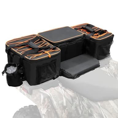MYDAYS ATV Rear Storage Bags，ATV Rear Rack Cargo Bag，Rear Seat Gear Bag Universal Compatible with Most ATVs Polaris Sportsman Fourtrax Can-Am Kawasaki Arctic Cat CFMOTO