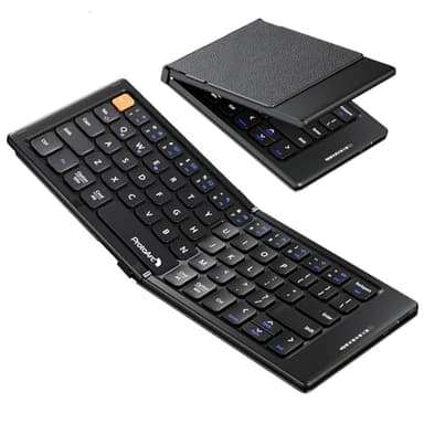 ProtoArc Foldable Compact Keyboard, XK04 Portable Bluetooth Keyboard with PU Leather Cover, Pocket-Sized Wireless Travel Keyboards for iPad, iPhone, Smartphone, Tablet and Laptop - Black