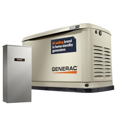 Generac Guardian 10kW Home Standby Generator with 100 Amp Transfer Switch - Automatic Whole House Backup Power for Storms, Emergencies, and Outages, WiFi Enabled, Runs on Natural Gas or Liquid Propane
