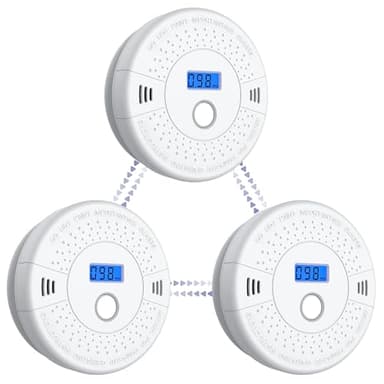 Linsoal Interlinked Smoke Carbon Monoxide Detector Combo, Smoke and CO Detector, 10-Year Battery Powered, Wireless Interconnected Smoke and CO Alarm, Digital Display