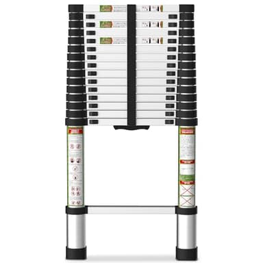 SPIEEK Telescoping Ladder for RV & Attic, 20.3FT Aluminum Extension Ladder with Dual Locking Mechanism, Max Load 330lbs, Compact Foldable Ladder for Roof, Home, Travel Trailer & Multi-Surface Use