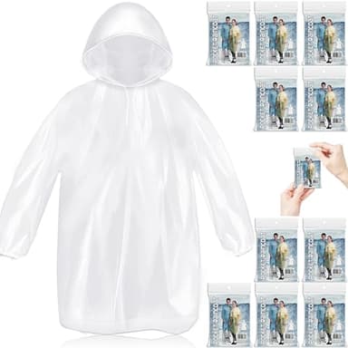 MZYIWUU 10 Pack Disposable Rain Ponchos for Adults, Card-Sized Ponchos Family Pack with Hood, Portable Rain Poncho for Travel, Emergency Rain Poncho for Outdoor, Daily Use
