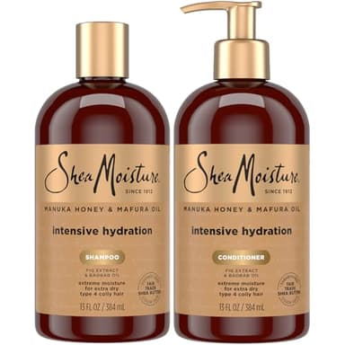 SheaMoisture Shampoo & Conditioner, Manuka Honey & Mafura Oil Intensive Hydration for Extra Dry, Damaged Hair, 13 Oz Ea