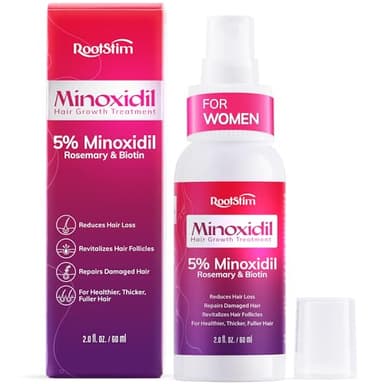 Women's 5% Minoxidil Spray for Hair Growth: RootStim Extra Strength Minoxidil with Rosemary & Biotin for Thinning Hair Regrowth and Fuller Hair - 2 Fl Oz