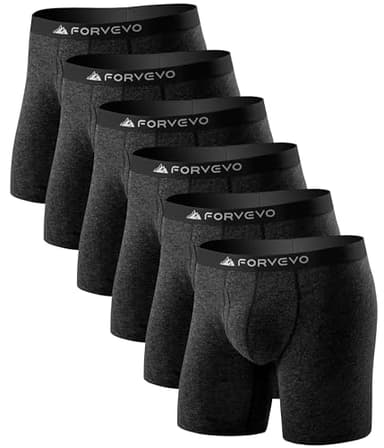 FORVEVO Mens Boxer Briefs, Merino Wool Men's Underwear, Breathable Boxer Shorts Soft Moisture Wicking Pouch Underwear 6 Pack（L, DarkGrey