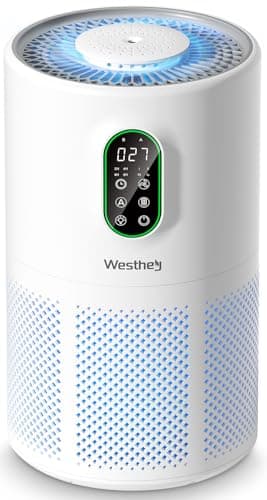 Air Purifiers for Home Large Room up to 1650 ft², WESTHEY H13 True HEPA Air Purifier for Bedroom with Night Light, Air Quality Monitor, Fragrance Sponge, Air Cleaner for Wildfire Smoke Dander Dust