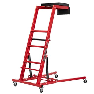 VIVOHOME Topside Automotive Engine Creeper, 400LBS Capacity Foldable Creeper with Adjustable Height from 46.1" to 70.9", Leather Cushion, and 4 Swivel Casters for Auto Maintenance