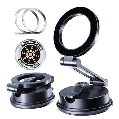 360° Adjustable Vacuum Magnetic Phone Holder, Airgrip - Magnetic Vacuum Phone Holder for Car, Vacuum Suction Magnetic Mount, Gym/Truck/Boat/Shower for iPhone & Android with Radiation Protector Sticker