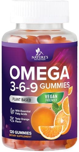 Omega 3 6 9 Gummies - Vegan Omega 3 Supplement Gummy - Essential Fatty Acids Oil 369 Complex Heart Support & Brain Support for Women, Men & Pregnancy, Fish Free Non-GMO, Orange Flavored - 120 Gummies