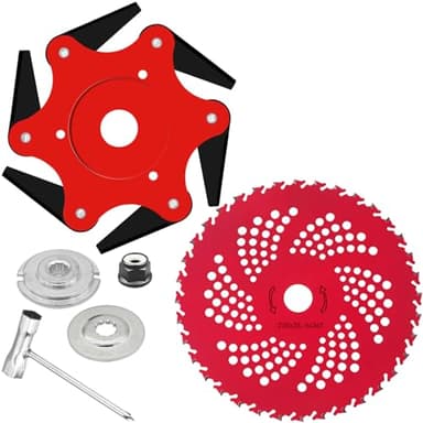 CZS Steel Trimmer Head, 6 Steel 65Mn Razors Trimmer Head & 36 Teeth Brush Cutter Blade, Weed Eater Blades for Brush Cutter, Trimmer, Weed Eater (Adapter Kits Included)