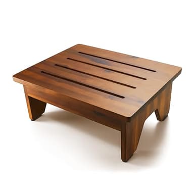 Holana 6.5" Wooden Step Stool for Adults (No Assemble Required)- 500 Lbs One Step Stools for High Bed Riser - Small Stepping Stool for Elderly, Seniors, Kid/Bathroom, Bed, Kitchen (Acacia)