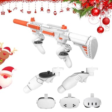 Relohas VR Handle Accessories for Meta Quest 3, 3S, Gun Stock for Oculus Quest, Weighted Controller Grips, Enhance Realistic FPS Gaming Experience (Machine)