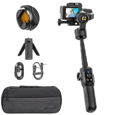 Gimbal Stabilizer for Sport Camera, 3-axis Handheld Stabilizer for GoPro Hero 12/11/10/9/8, w/Built-in 19cm Extension Rod for Action Camera Video Recording, AOCHUAN Smart G1