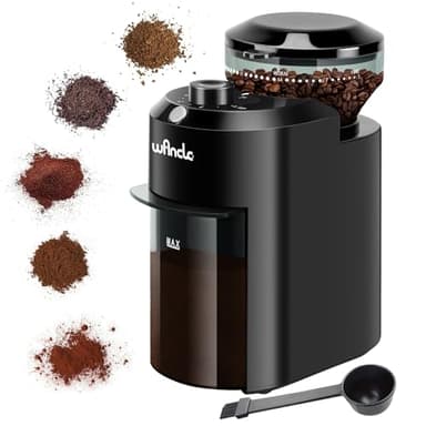 Wancle Electric Burr Coffee Grinder - Adjustable with 28 Precise Grind Settings for 12 Cups - Professional Coffee Bean Grinder (Plastic, Black)