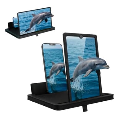 AIPULL Screen Magnifier for Cell Phone with Adjustable Stand, Foldable Phone Screen Magnifier for Movies & Videos, Hands-Free Viewing, Compatible with All Smartphones (Black, 10'')