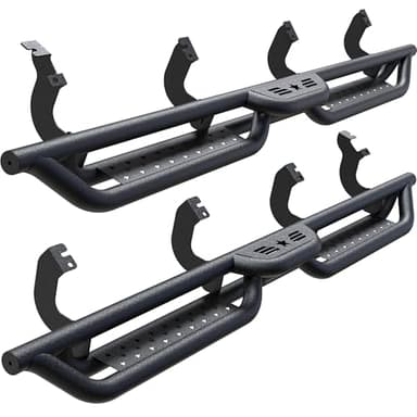Running Boards Compatible with 2022-2026 Toyota Tundra Crewmax cab 4 Full Size Doors, 6" 2-Stairs Side Step Rails Coated Black Carbon Steel Nerf Bars
