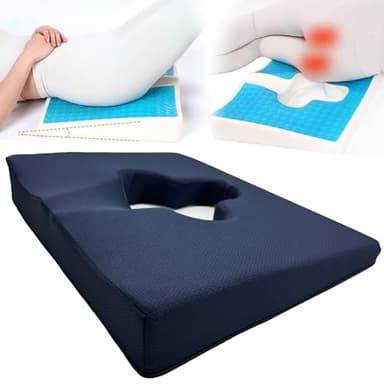 FoKon Gel Wheelchair Seat Cushion,Bed Sore Cushions for Butt,Relieve Sciatica,Back,Coccyx,Pressure Sore/Ulcer Pain Relief Pillow,Ergonomic Chair Cushion, Anti-Slip Cover Removable and Washing(Blue)