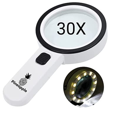 Magnifying Glass with Light, 30X Handheld Large Magnifying Glass for Reading, Lighted Magnifier for Seniors, Macular Degeneration, Coins, Jewelry, Elderly
