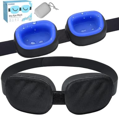 CLOZIA Eye Mask for Dry Eyes - 100% Blackout Dry Eye Mask & Moisture Goggles - Adjustable Sleeping Mask for Men & Women - Removable Cleaning Silicone, Soft & Comfortable - Great for Travel, Shift Work