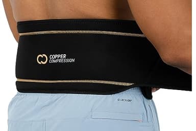 Copper Compression Back Brace. Copper Infused Lumbar Support for Lower Back Relief, Sciatica, Herniated Disc, Scoliosis, Pain & Strains. Adjustable & Breathable. Fits Men & Women (Waist 28" - 34")