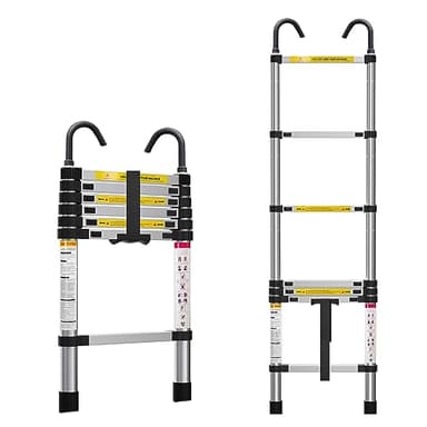 ZenAscend 6.6ft Telescoping Ladder, Lightweight Collapsible Ladder with Hook, Aluminum Extension Ladders for Home, Folding Telescoping Ladder for RV, Attic, Daily Use at Home, 330 lbs…