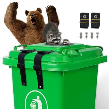 VSIVSI Heavy-Duty Trash Can Locks for Animals, 2PCS Adjustable Bear Proof Trash Bin Lock,Raccoon Proof Garbage Can Lid Straps for Outdoor Trash Bin