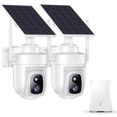 KUIKEO 4K Security Cameras Wireless Outdoor with 360° Pan&Tilt,Auto Human Motion Tracking Cameras for Home Security,No Subscription,2.4G&5GHz WiFi Compatible,Color Night Vision,Solar Powered,2 Cam-Kit
