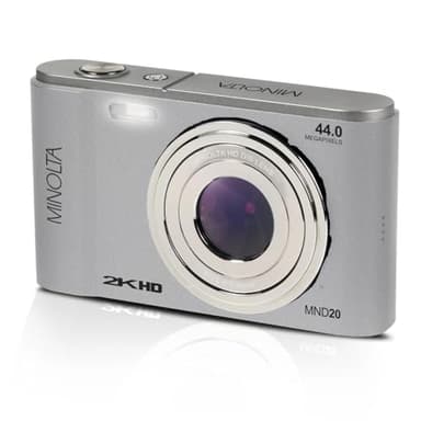 Minolta MND20 44MP Digital Camera – 2.7K Ultra HD Video, 16X Digital Zoom, Anti-Shake Stabilization, Time Lapse, Face Detection, 2.9-inch LCD Display – Lightweight Compact Camera (Silver)